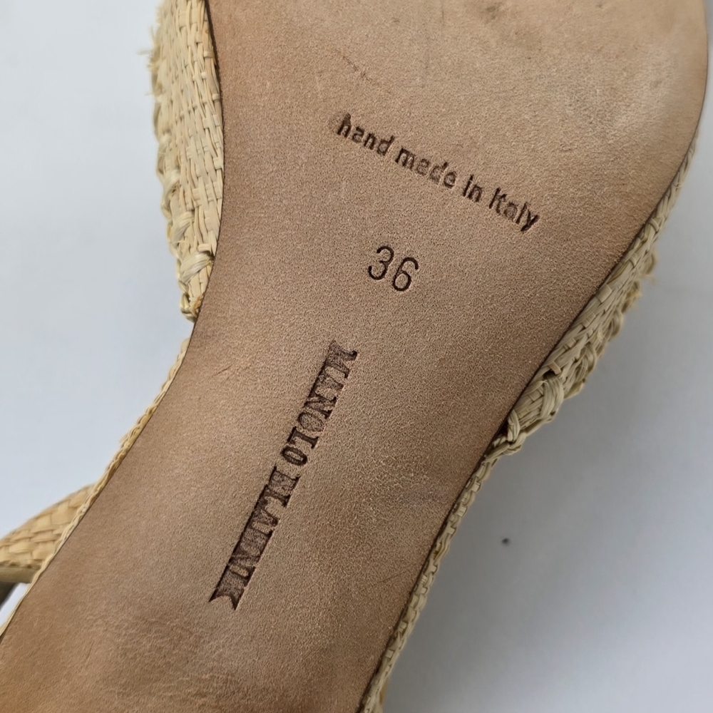 Manolo Blahnik Raffia Slingback Pumps IT36/US6 - Picture 14 of 16